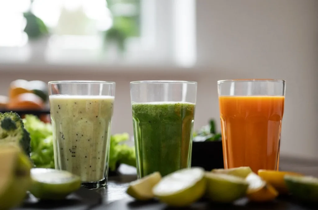 imagem ilustrativa com variedade de sucos detox